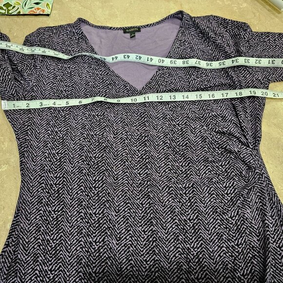 Women's Talbots Chevron Print Faux Wrap Dress Purple/Black Size‎ L - Picture 3 of 6